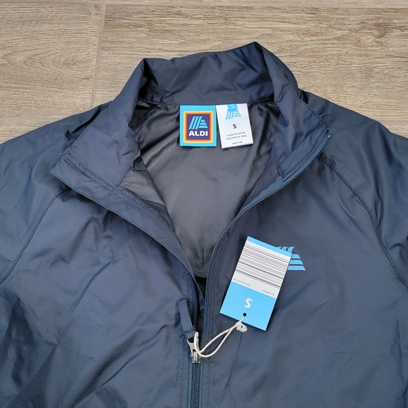 ALDI Blueberry Rainbow Trim Polyester Windbreaker Jacket Adult Small NWT - Picture 4 of 16